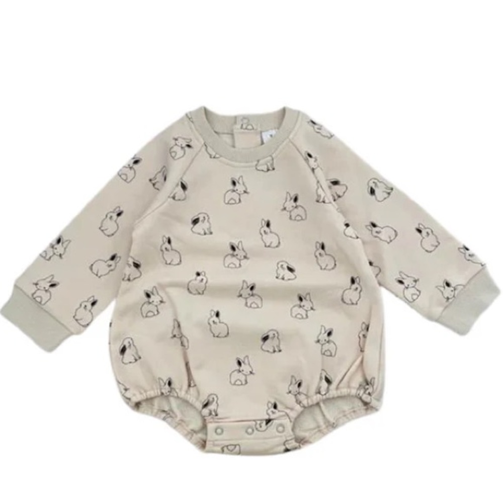 2T -Velvet Fawn Bunny Print Bubble - EUC